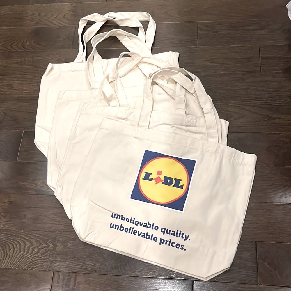 🛍️6 pack HELLO VIRGINIA Lidl Souvenir CANVAS totes reusable grocery shopping bag